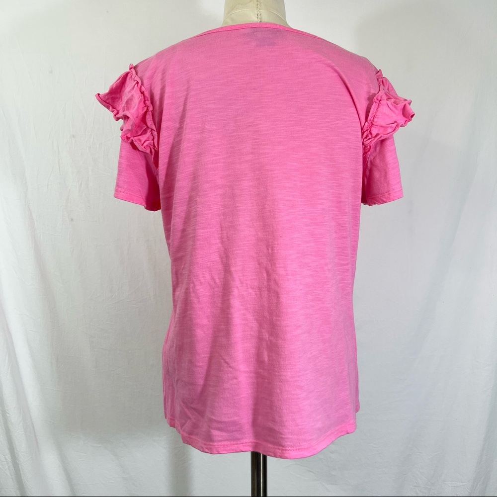 CeCe Pink Ruffled Sleeve Top - Picture 6 of 7